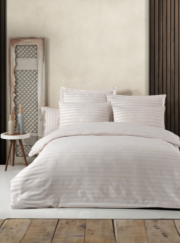 Water Yollu Saten Çift Kişilik Bej - Nevresim Takımı - 029417