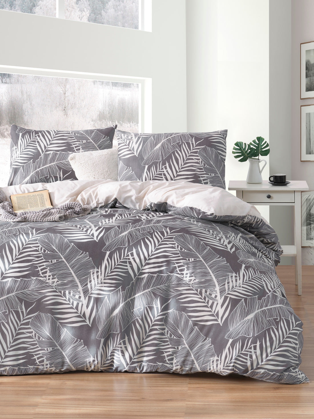Palm Çift Kişilik Gri - Nevresim Takımı - 030229