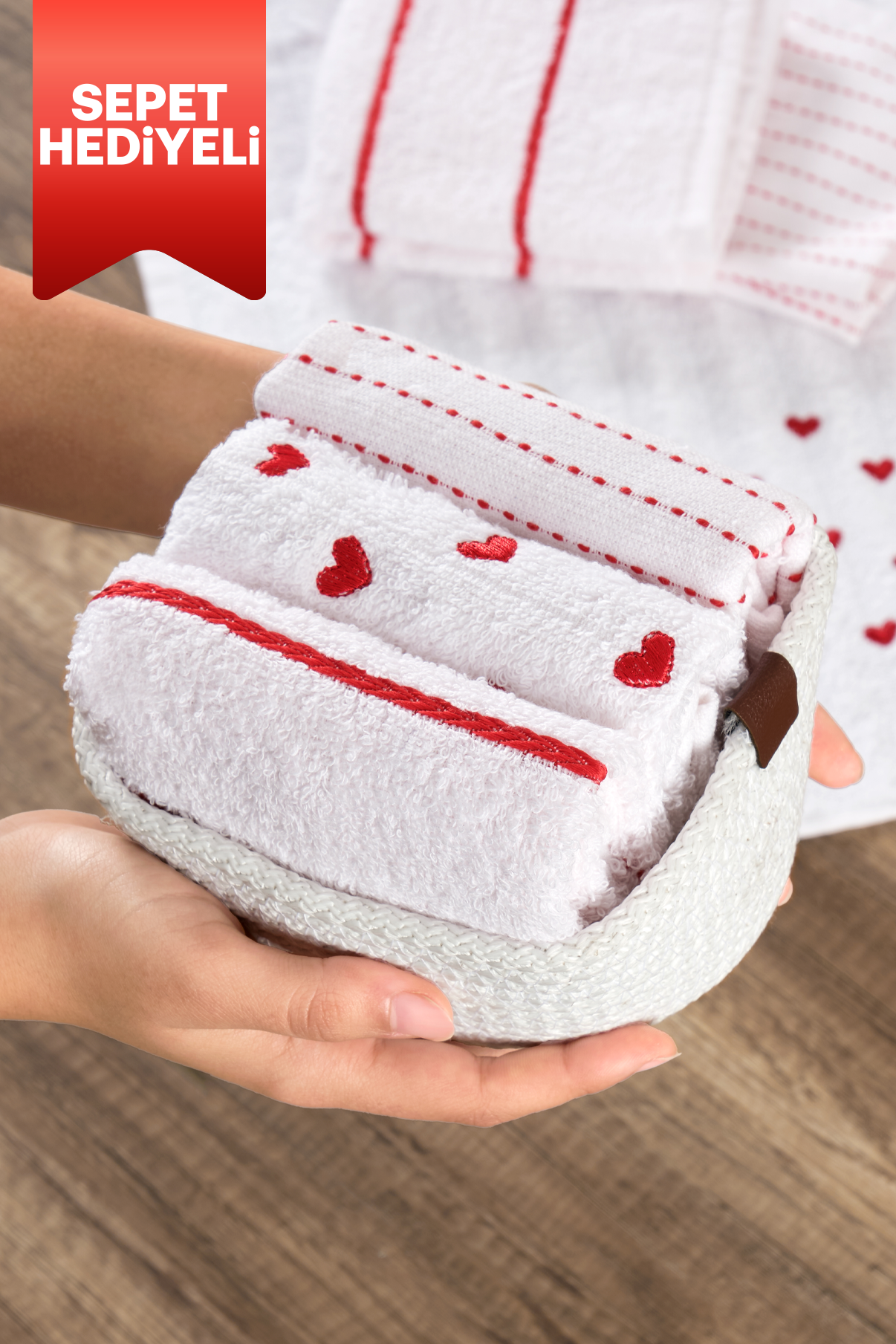 3'lü Sophia Kalpli 30x50 Cm El Ve Yüz Havlu Seti Mutfak Havlusu