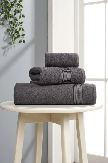 Antrasit - Ezgi 3'lü Banyo Havlu Seti