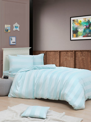 Max Yollu Saten Tek Kişilik Mint - Nevresim Takımı - 029580