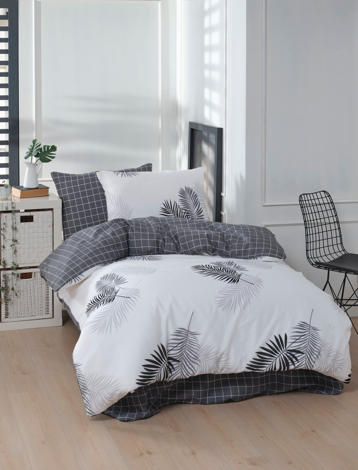 Pipong Tek Kişilik Beyaz-Gri - Nevresim Takımı - 029946