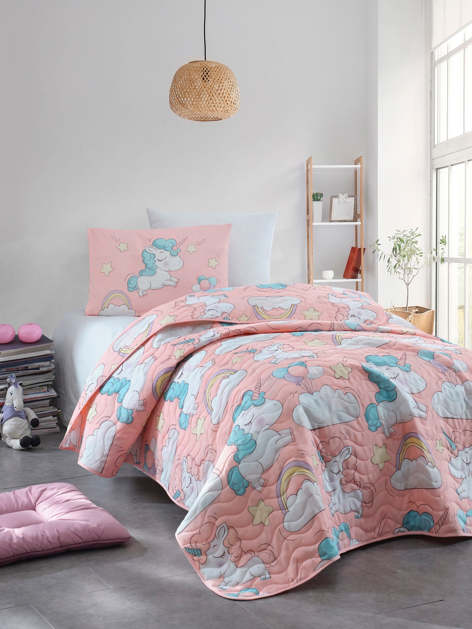 Unicornio Tek Kişilik Pembe - Yatak Örtüsü Seti - 029982