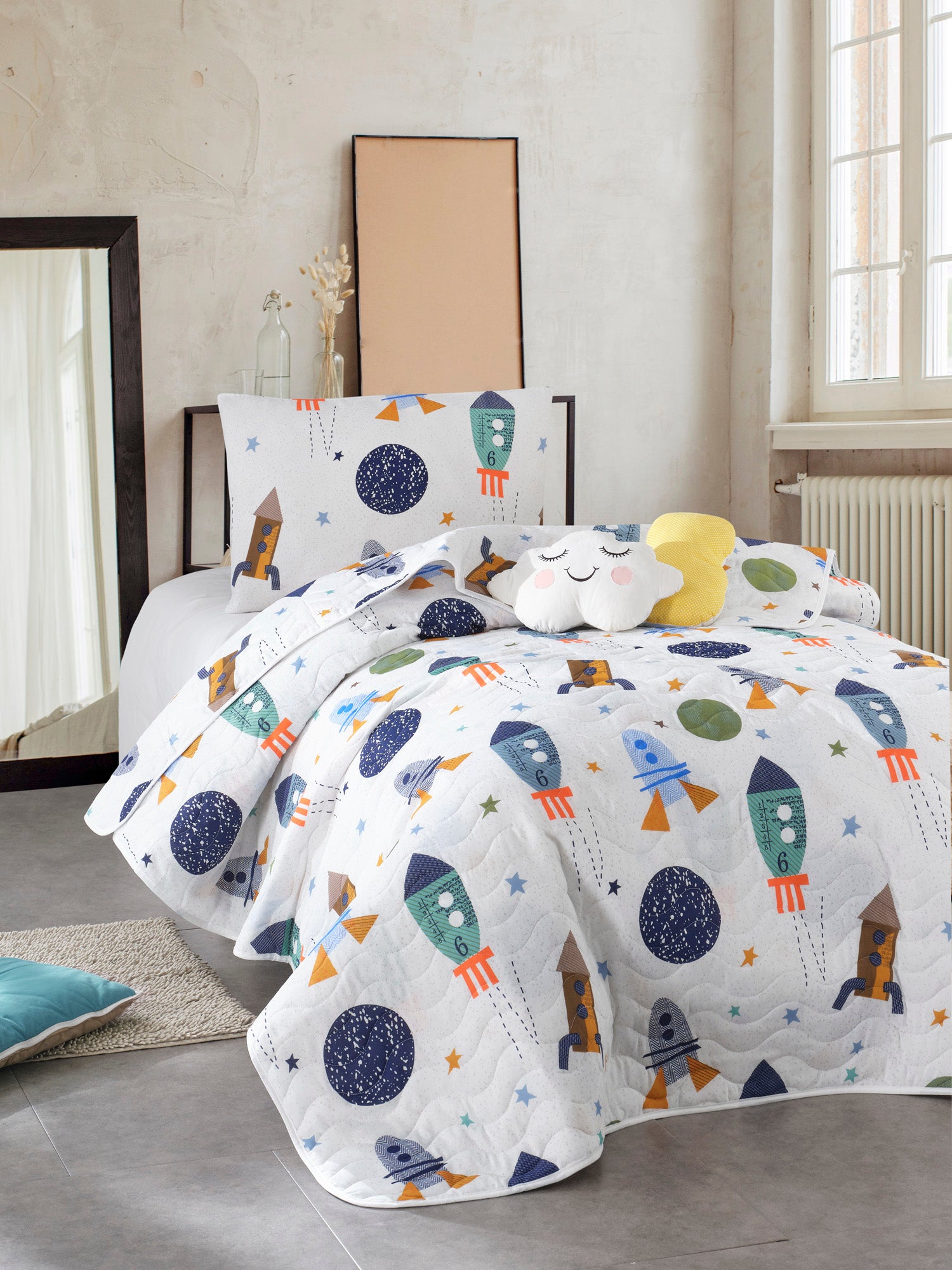 Spacex Tek Kişilik Lacivert - Yatak Örtüsü Seti - 030029