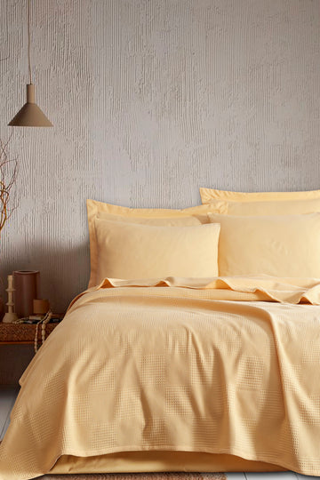 Plain Tek Kişilik Sarı - Pike Takımı - 030294