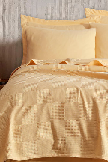 Plain Çift Kişilik Sarı - Pike Takımı - 030304