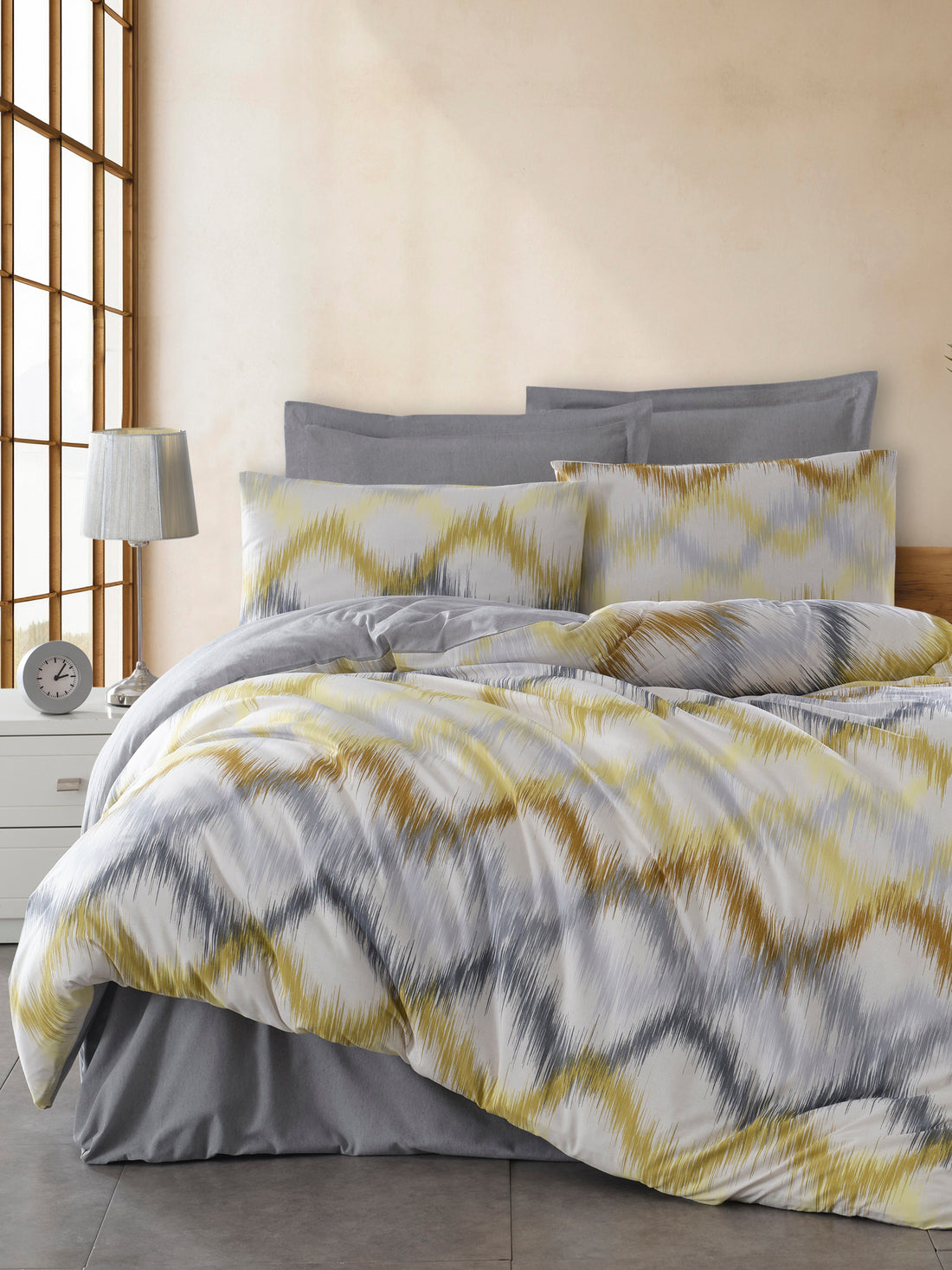 Beat Tek Kişilik Gri-Sarı - Nevresim Takımı - 030315