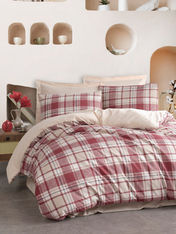 Ekose Tek Kişilik Kırmızı - Nevresim Takımı - 030317