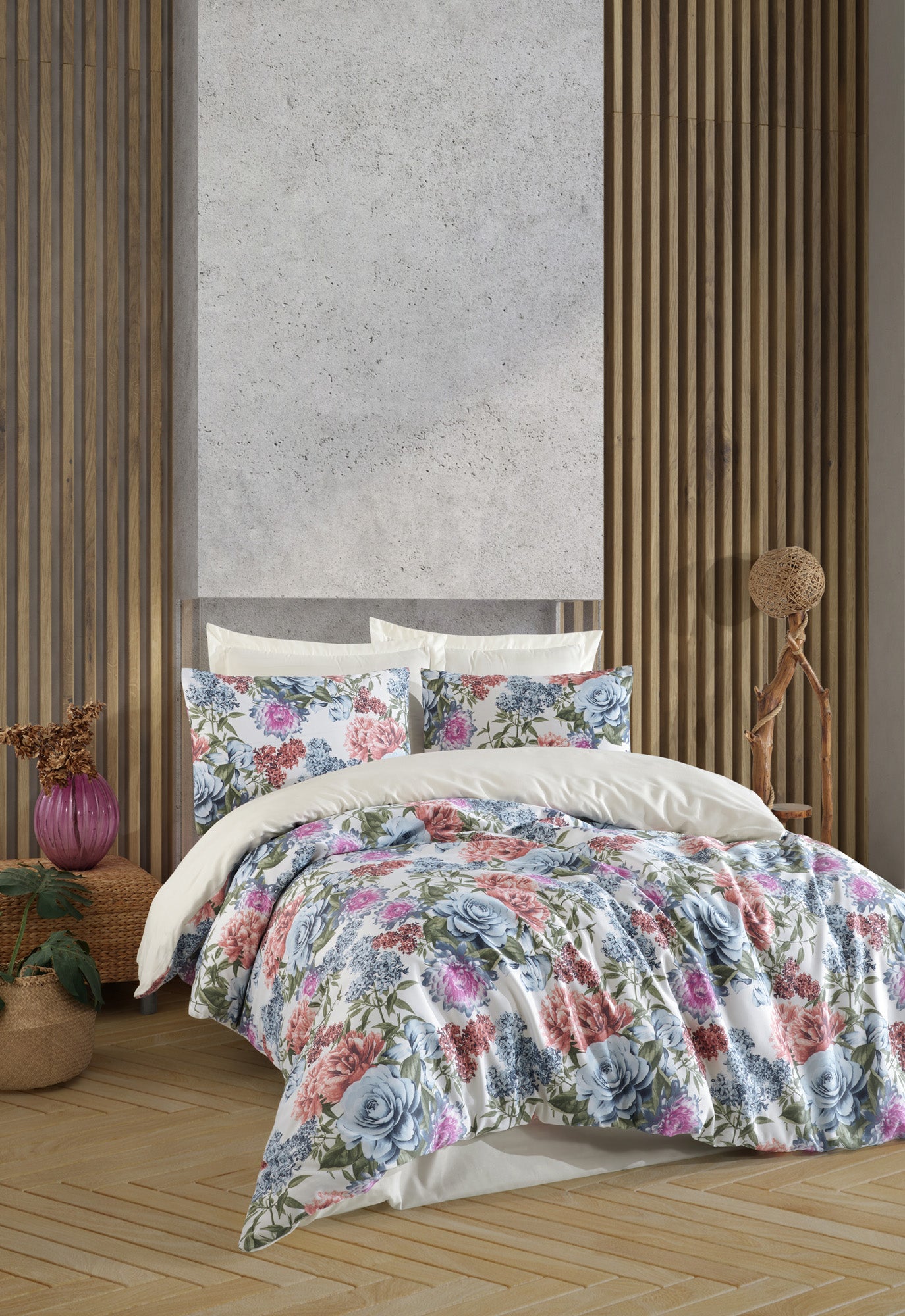 Lotus Çift Kişilik Mavi - Nevresim Takımı - 031043