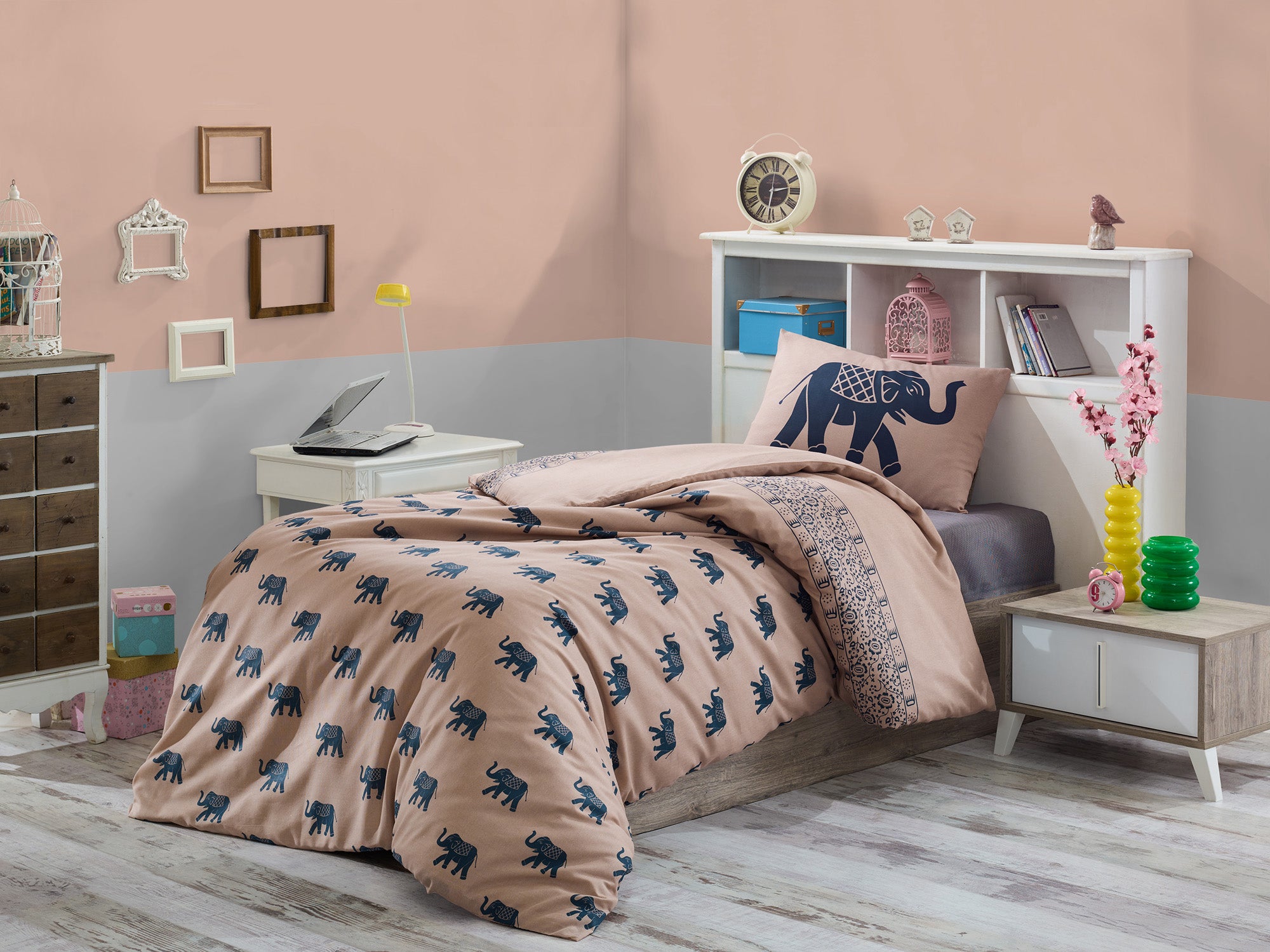 Fil Tek Kişilik Mavi - Nevresim Takımı - 010261