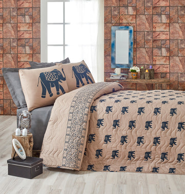 Fil Çift Kişilik Mavi - Yatak Örtüsü Seti - 010262