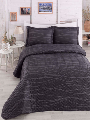 Verda Çift Kişilik Gri - Yatak Örtüsü Seti - 011236