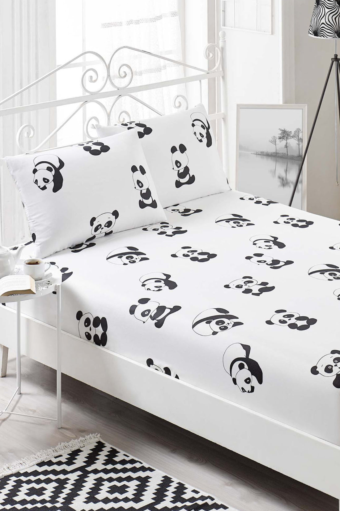 Panda Beyaz 160x200cm Çarşaf Seti