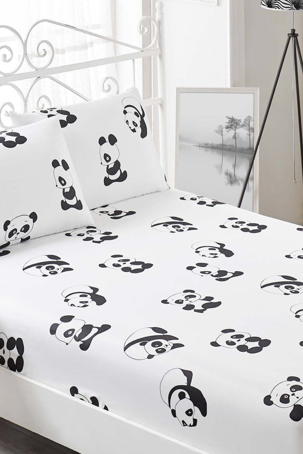 Panda Beyaz 160x200cm Çarşaf Seti