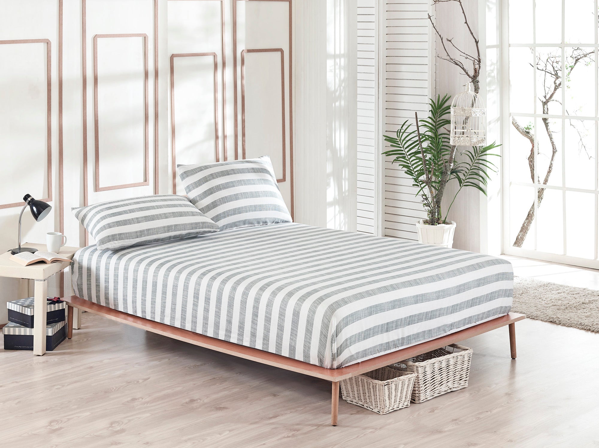 Hook Tek Kişilik Gri - Çarşaf Yastık Seti - 015629