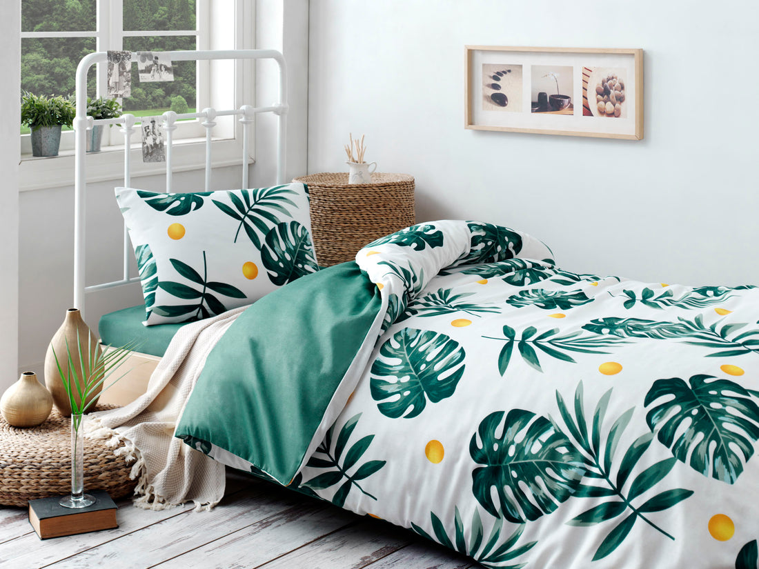 Monstera Yeşil Tek Kişilik Nevresim Takımı