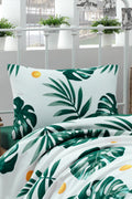 Monstera Yeşil Tek Kişilik %100 Pamuk Pike