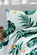 Monstera Yeşil Tek Kişilik %100 Pamuk Pike Takımı