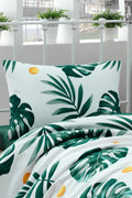 Monstera Yeşil Tek Kişilik %100 Pamuk Pike Takımı