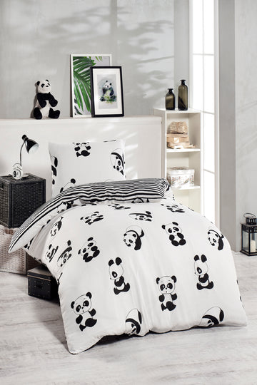 Panda Beyaz Junior Tek Kişilik Nevresim Seti