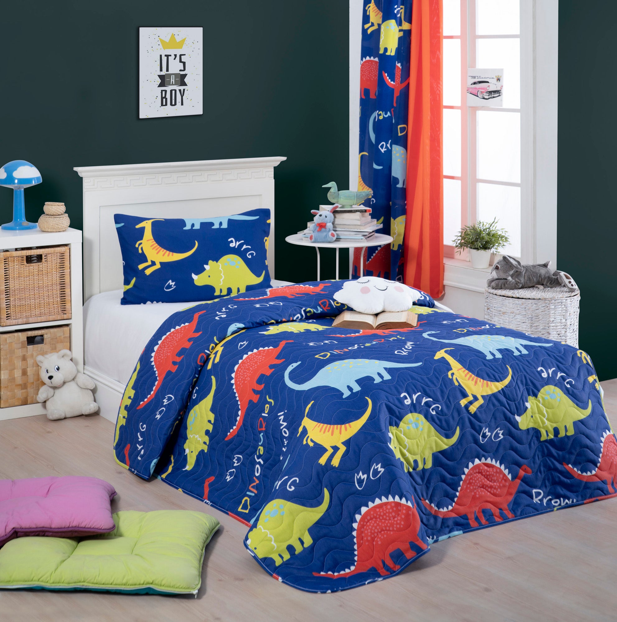 Dinazorus Tek Kişilik Mavi - Yatak Örtüsü Seti - 021333