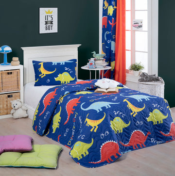 Dinazorus Tek Kişilik Mavi - Yatak Örtüsü Seti - 021333