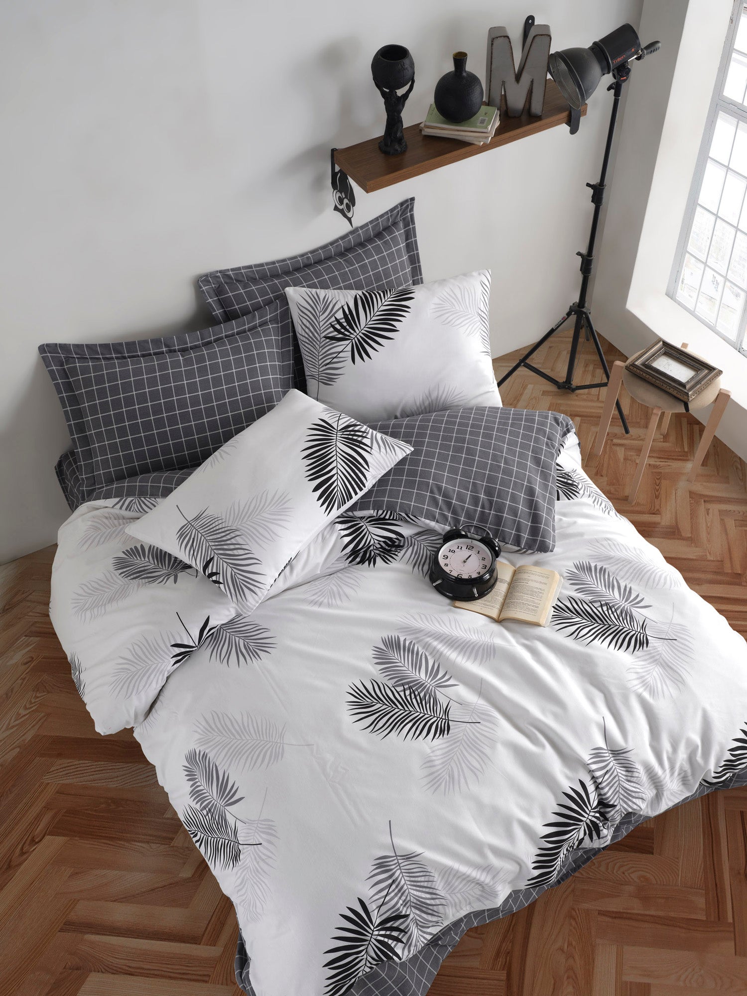 Pipong Çift Kişilik Beyaz-Gri - Nevresim Takımı - 022911