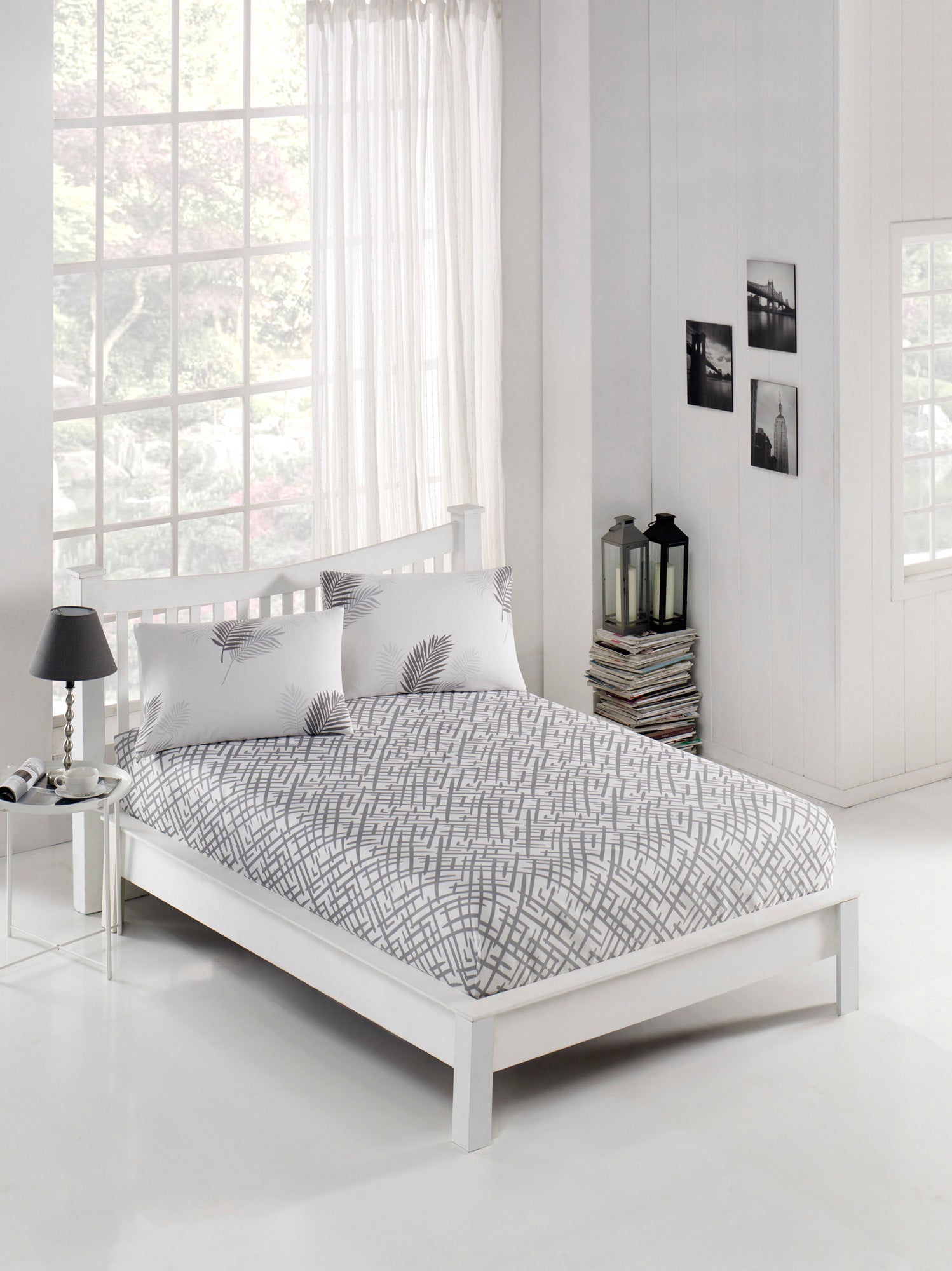 Palma Tek Kişilik Gri - Çarşaf Yastık Seti - 024571