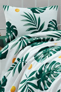 Monstera Yeşil Tek Kişilik %100 Pamuk Pike Seti
