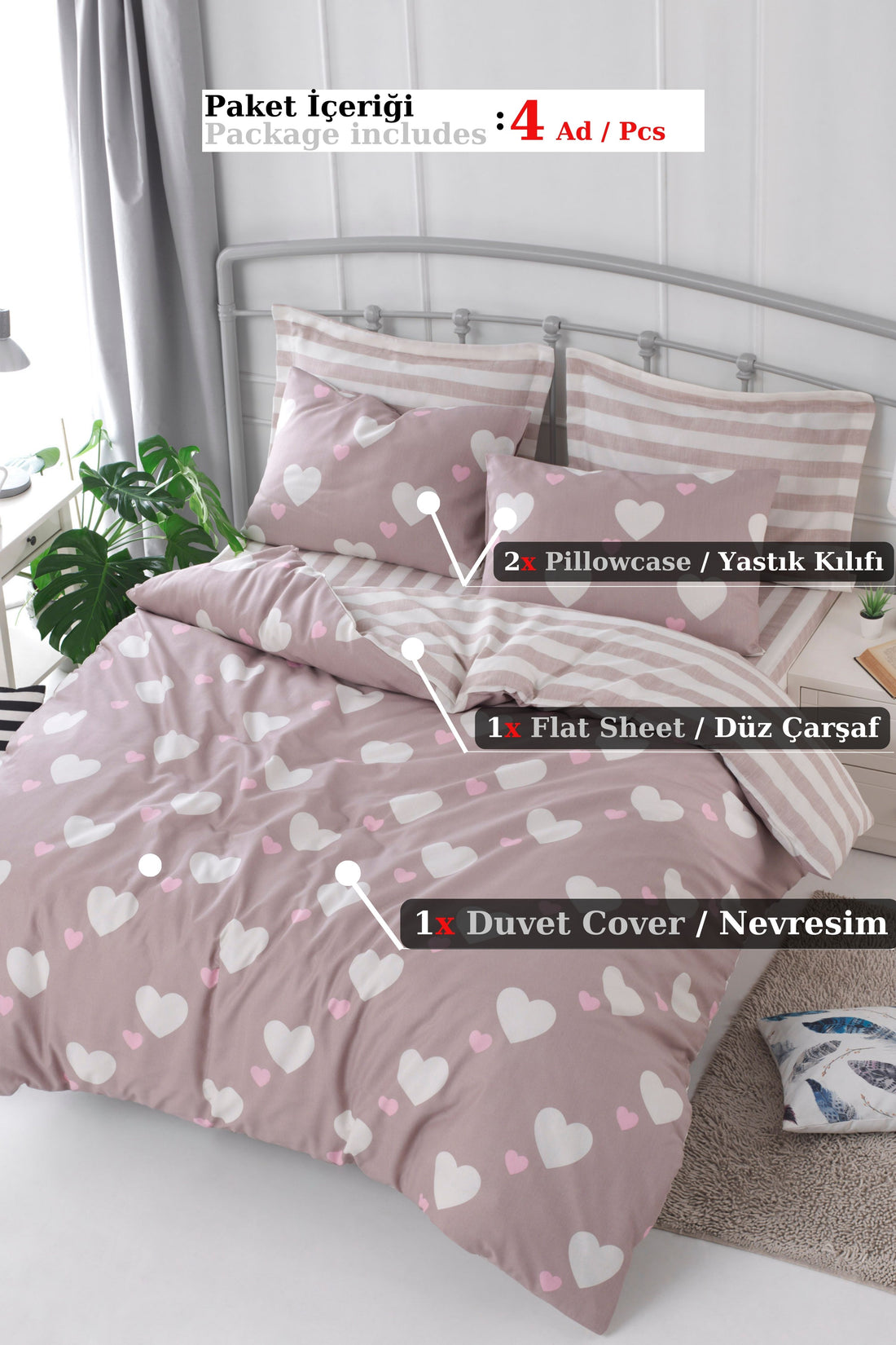 Herz Gülkurusu Çift Kişilik Nevresim Takımı