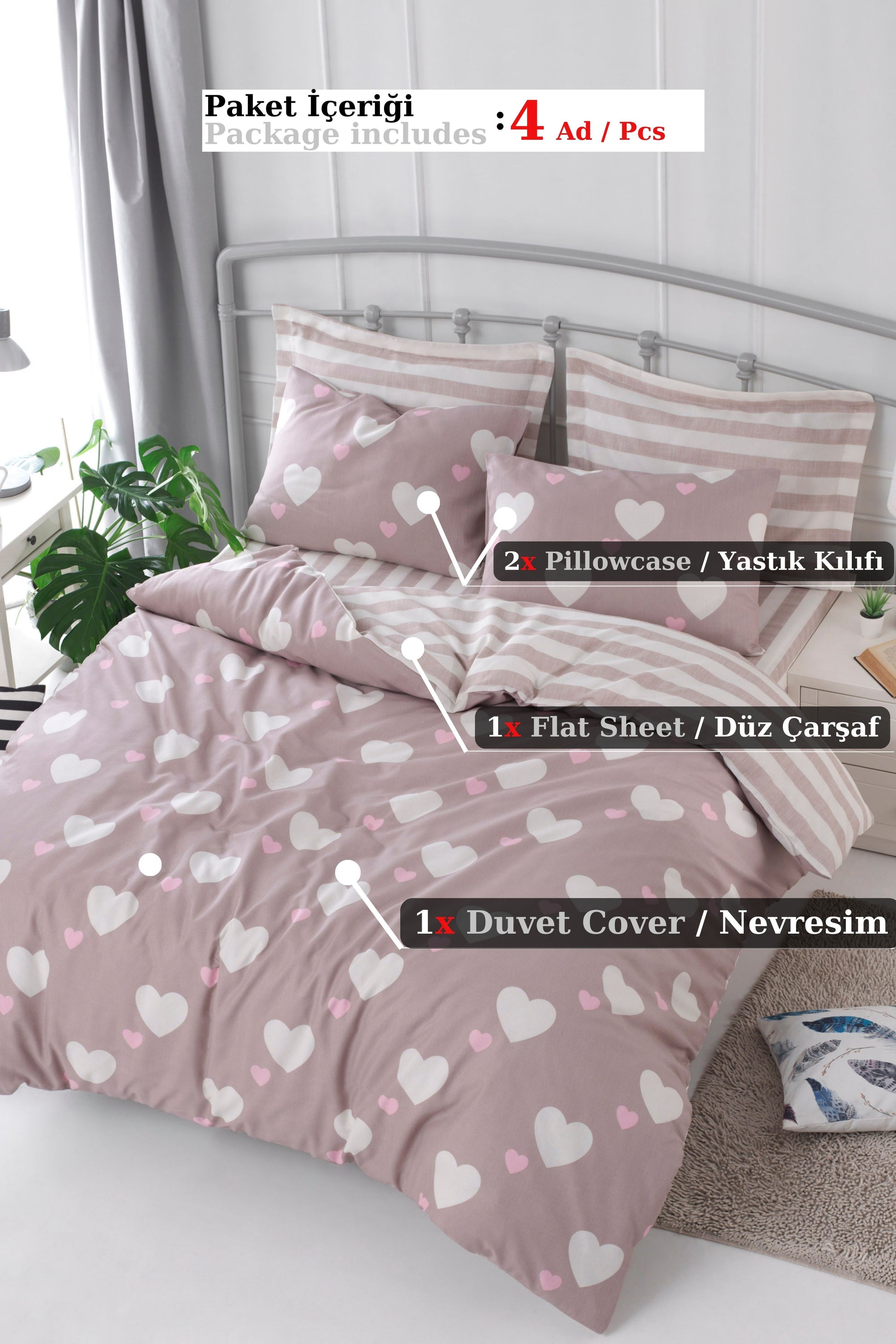 Herz Gülkurusu Çift Kişilik Nevresim Takımı