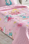 Unicorn Dreams Pembe Tek Kişilik Yatak Örtüsü Seti