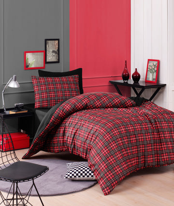 İskoç Tek Kişilik Kırmızı - Nevresim Takımı - 028704