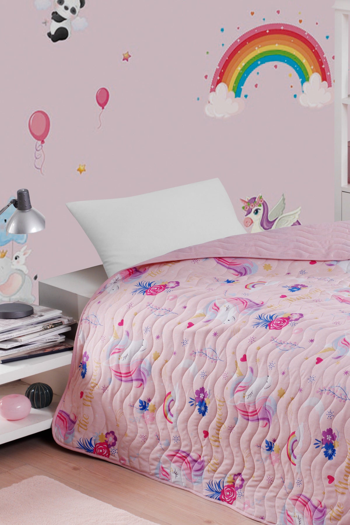 MagicAl Pembe Tek Kişilik Yatak Örtüsü