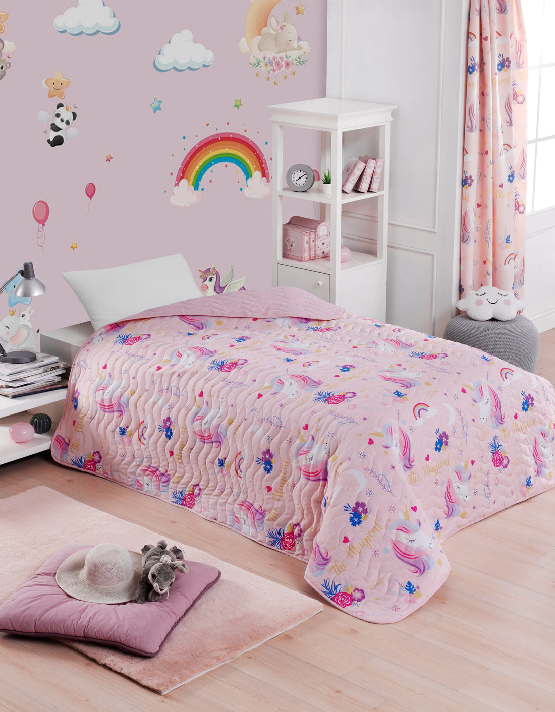 MagicAl Pembe Tek Kişilik Yatak Örtüsü