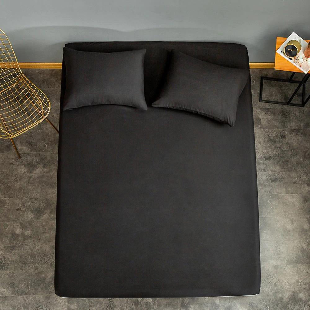 Solid Siyah 100x200cm Çarşaf Seti