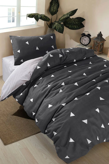 Geometrik Gri Tek Kişilik Nevresim Takımı