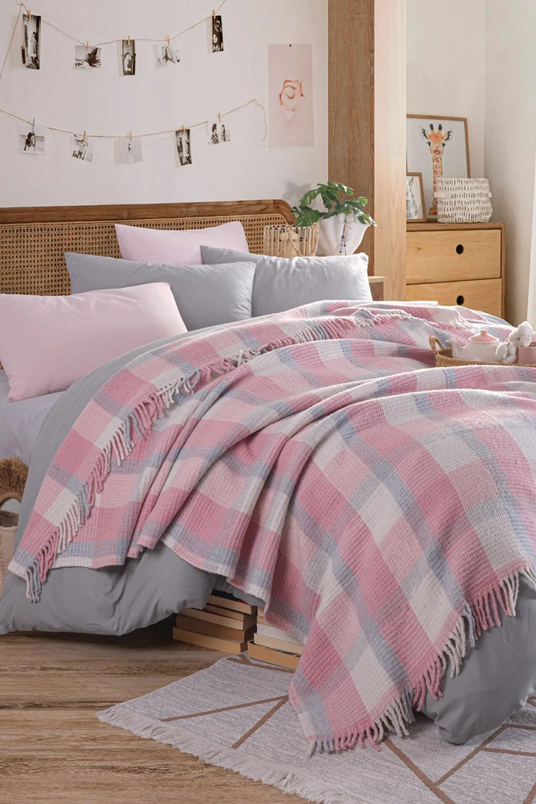 Warm Soft Pudra Çift Kişilik Battaniye