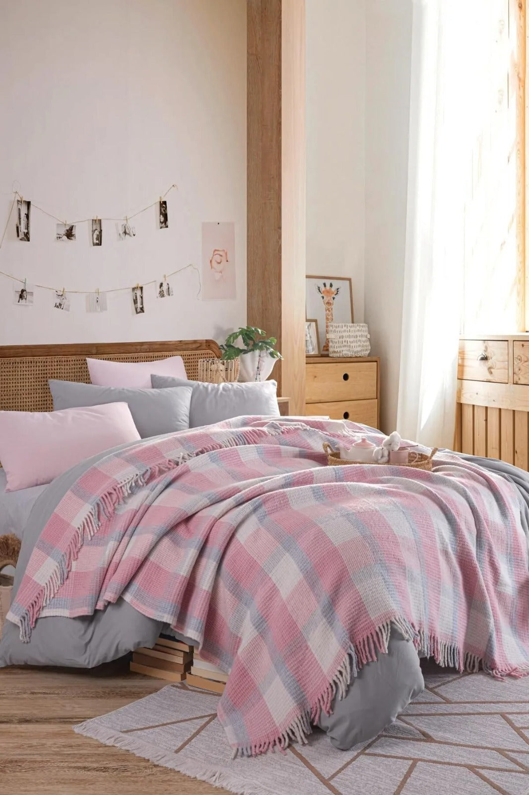 Warm Soft Pudra Çift Kişilik Battaniye