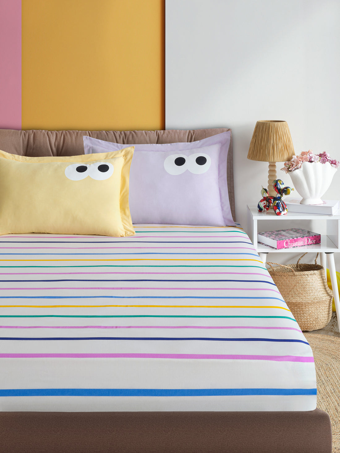 Funny Sarı-Lila 160x200cm Çarşaf Seti