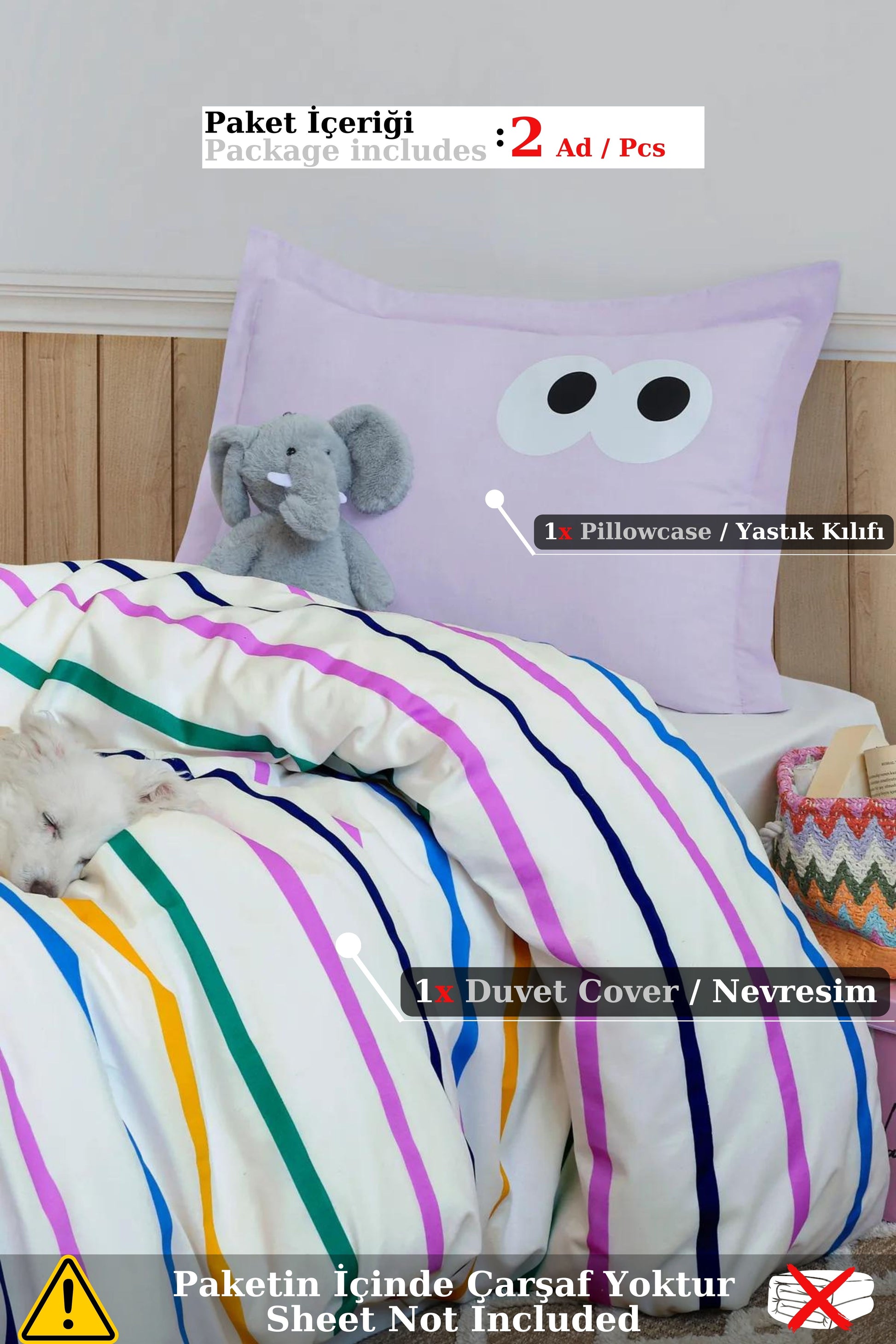 Funny Lila Junior Tek Kişilik Nevresim Seti