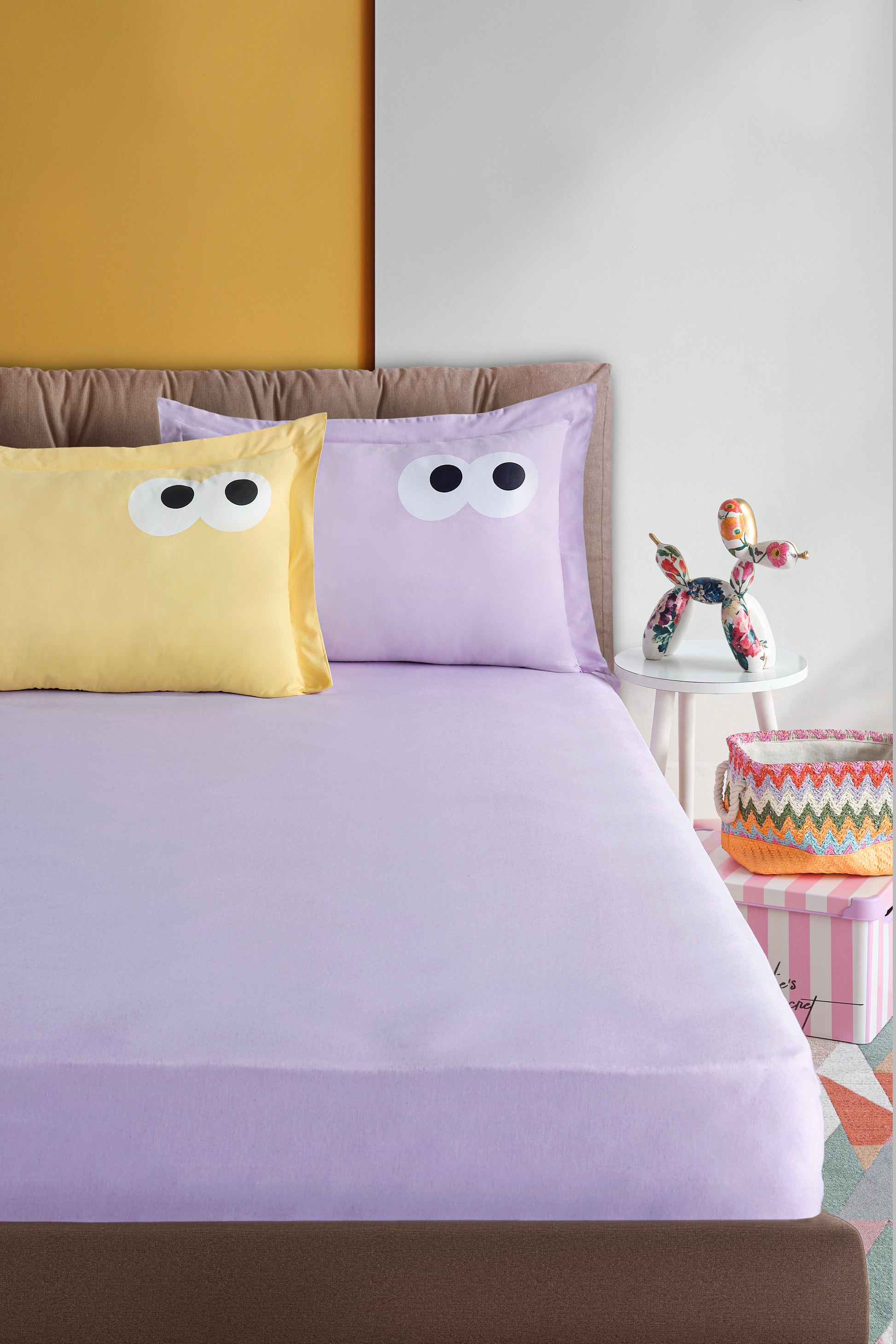 Funny Kombin Lila-Sarı 160x200cm Çarşaf Seti