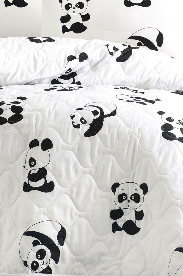 Panda Beyaz Tek Kişilik Yatak Örtüsü