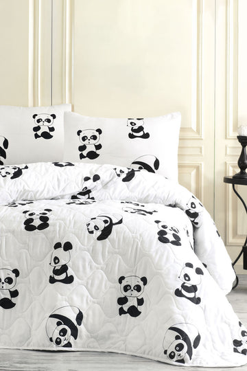 Panda Beyaz Tek Kişilik Yatak Örtüsü