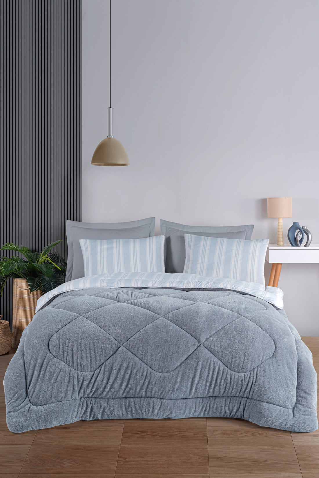 Soft Line Gri Çift Kişilik Uyku Seti