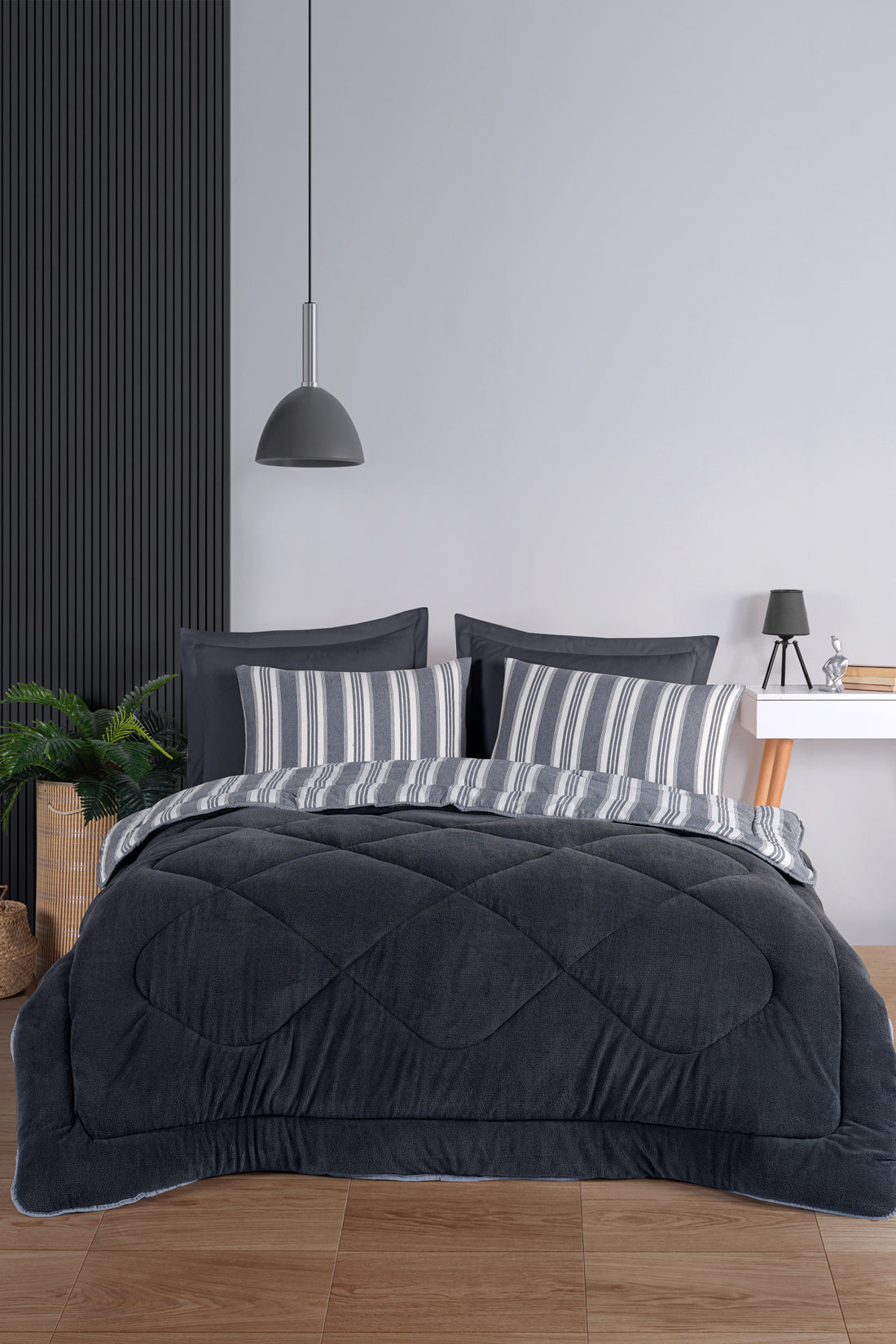 Soft Line Antrasit Çift Kişilik Uyku Seti