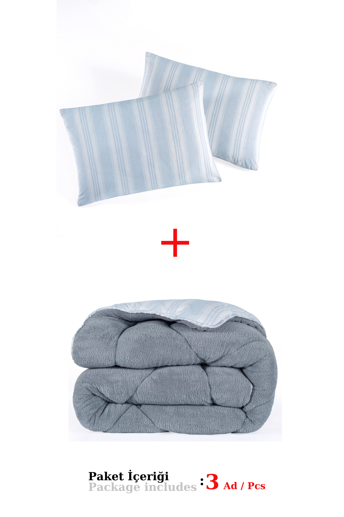 Soft Line Gri Çift Kişilik Yorgan Seti