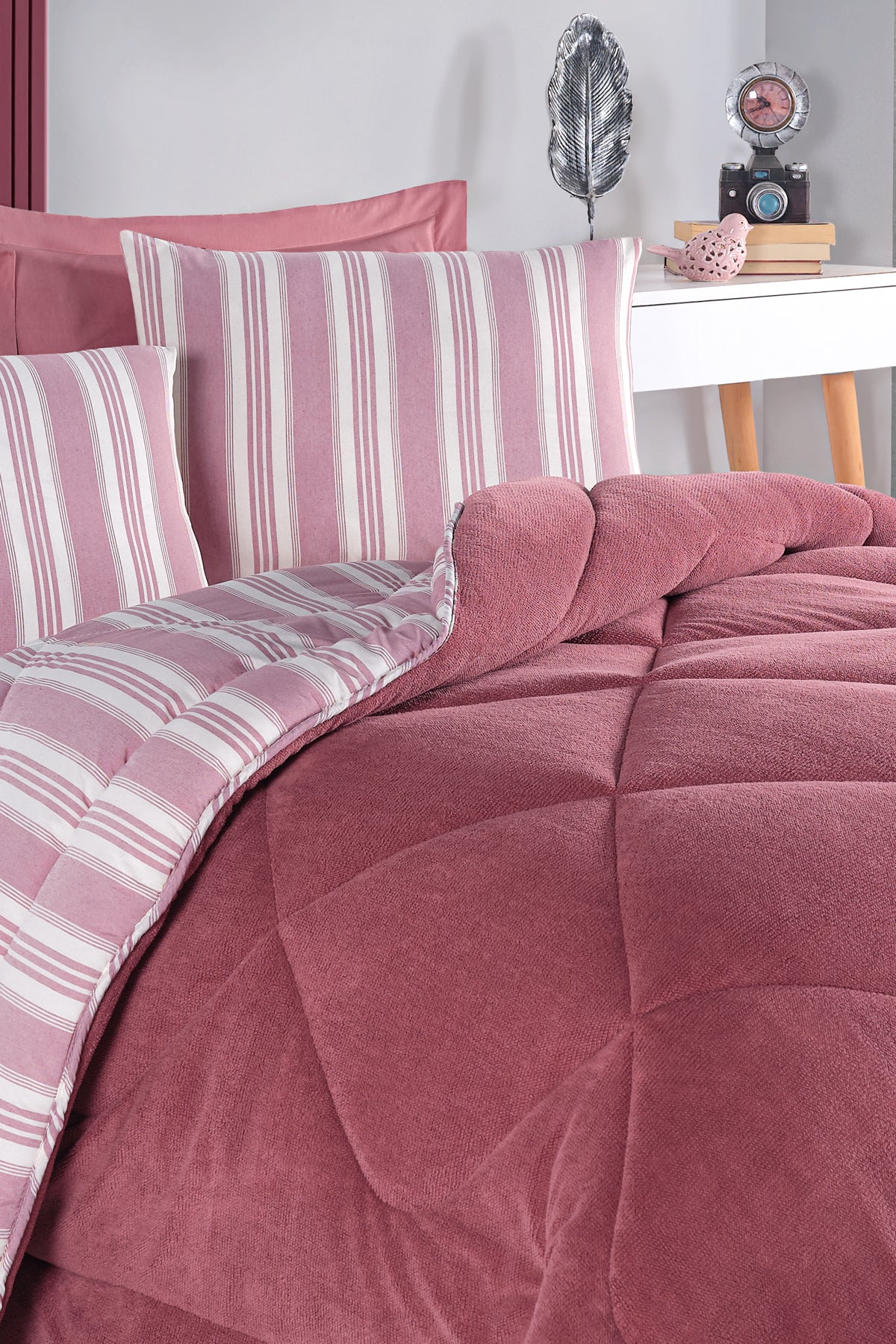 Soft Line Bordo Çift Kişilik Yorgan Seti