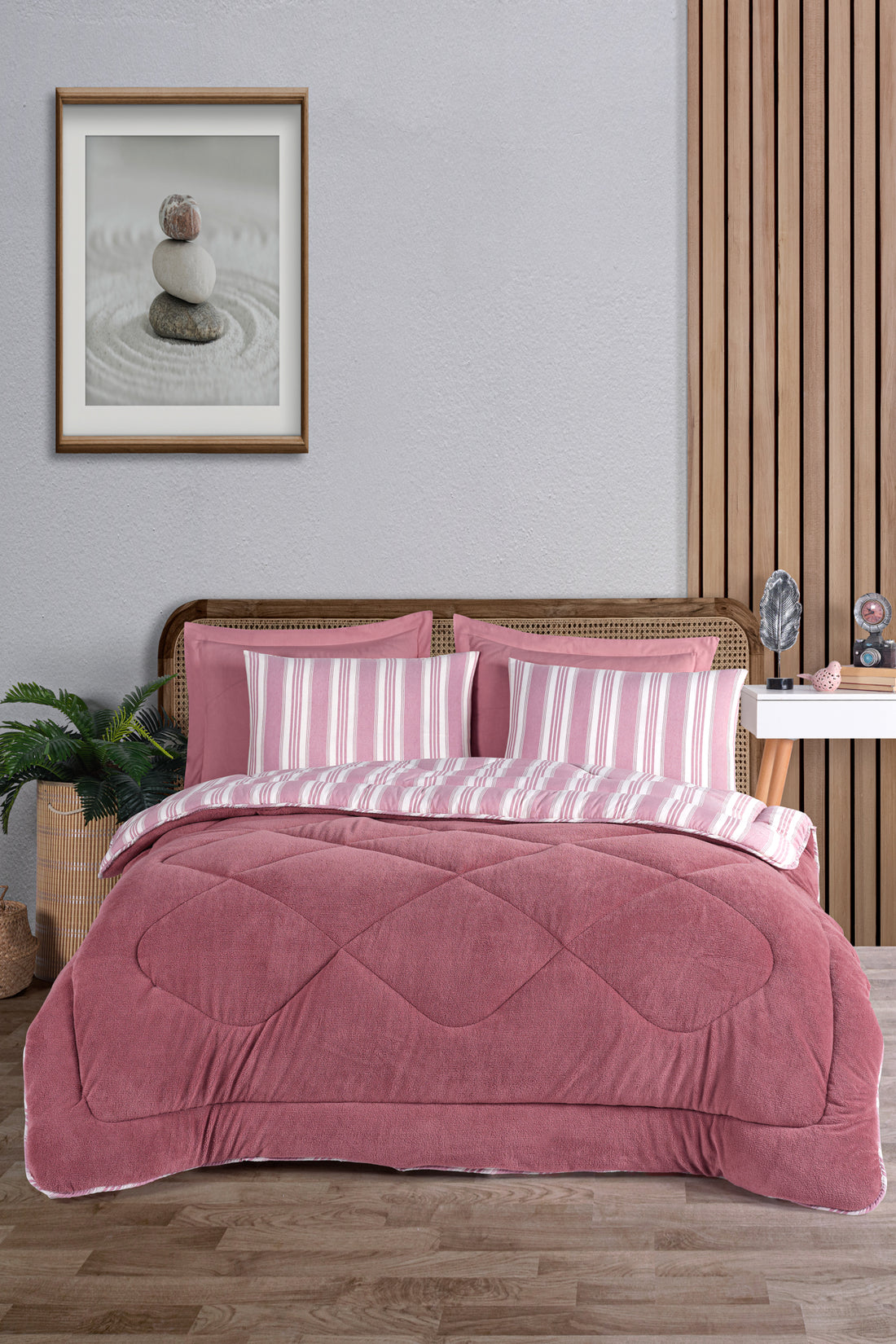 Soft Line Bordo Çift Kişilik Yorgan Seti