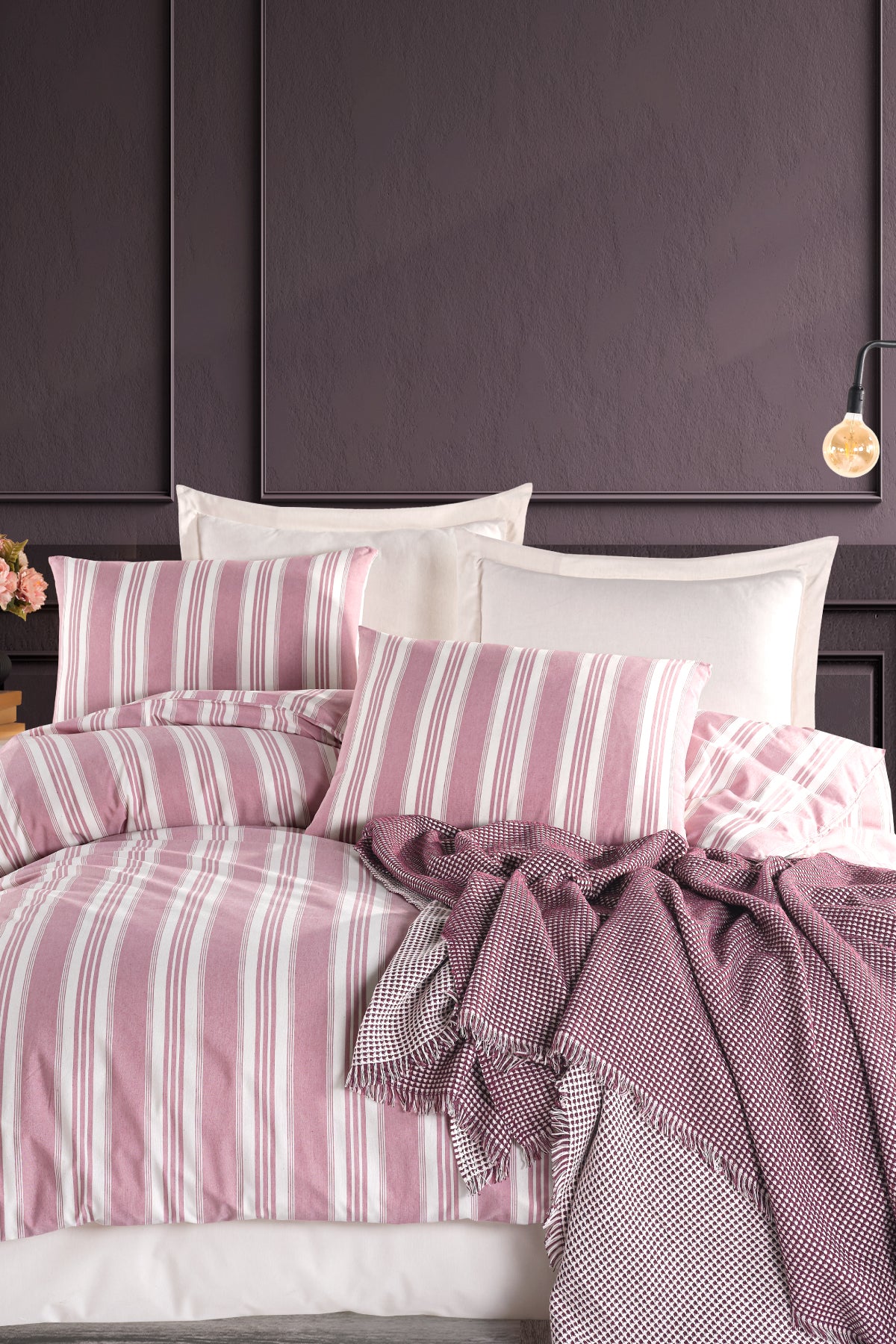 Soft Line Bordo Çift Kişilik Nevresim Takımı